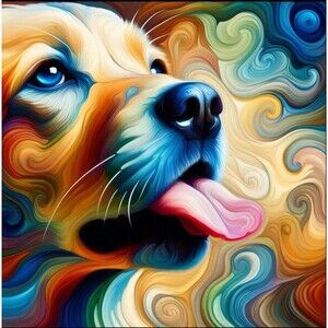 Golden retriever card 5 x 7 on linen paper blank card